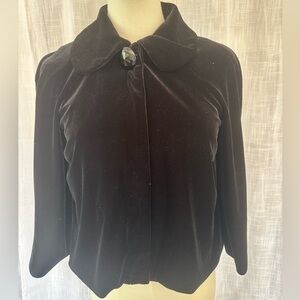 JS Collections Black Velvet Cropped Evening Jacket Bolero Small